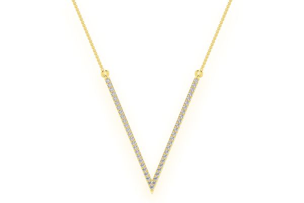 V Shape Diamond Necklace Connected 14k Solid Gold 0.33ctw