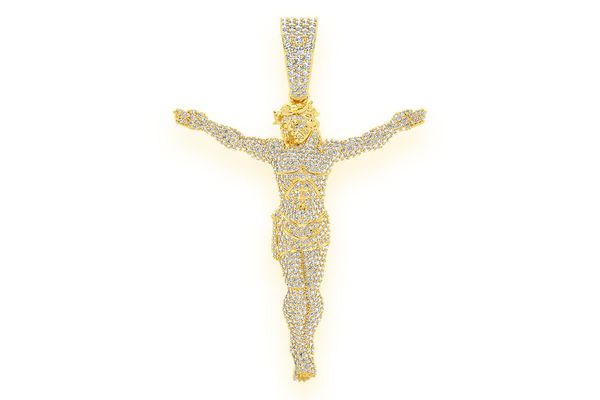 Jesus Crucifix Diamond Pendant 14k Solid Gold 3.30ctw