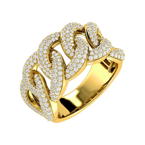 13MM Cuban Link Diamond Ring 14k Solid Gold 2.00ctw