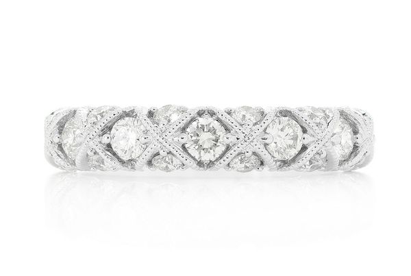 Woven Milgrain Diamond Band 14k Solid Gold 1.00ctw