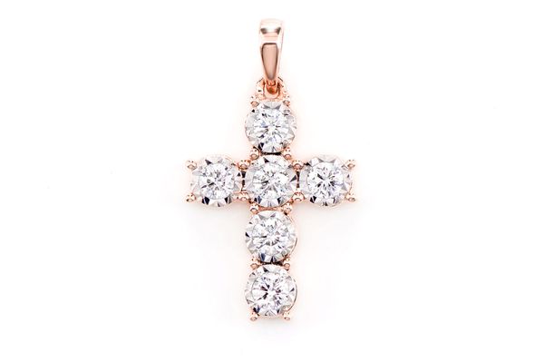 Six Stone Miracle Set Diamond Cross Pendant 14k Solid Gold 0.33ctw 