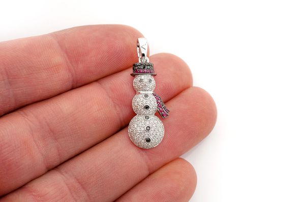 Snowman Ruby & Diamond Pendant 14k Solid Gold 1.00ctw