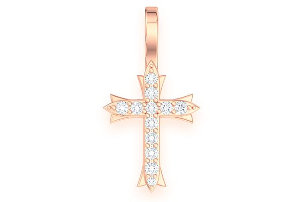 3 Point Cross Diamond Pendant 14k Solid Gold 0.10ctw