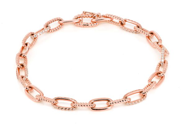 Pave Elongated Rolo Bracelet 14k   .70ctw