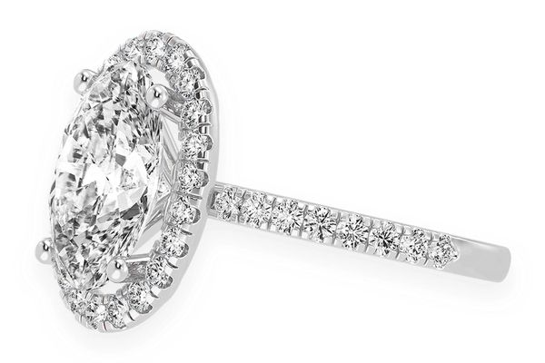 Thav - 3.00ct Oval Solitaire - Scallop Halo One Row - Diamond Engagement Ring - All Natural Vs Diamonds