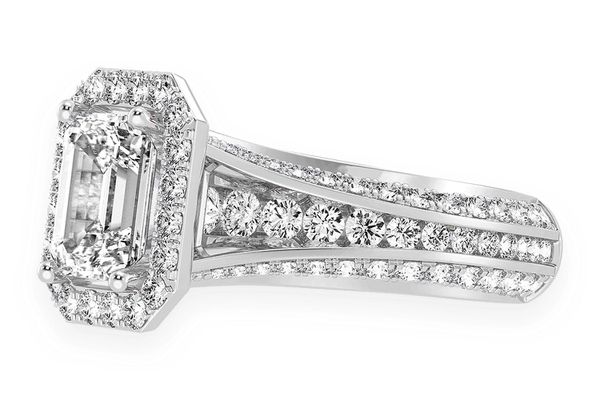 Monst - 2.00ct Emerald Cut Solitaire - Halo Fancy Shank - Diamond Engagement Ring - All Natural Vs Diamonds