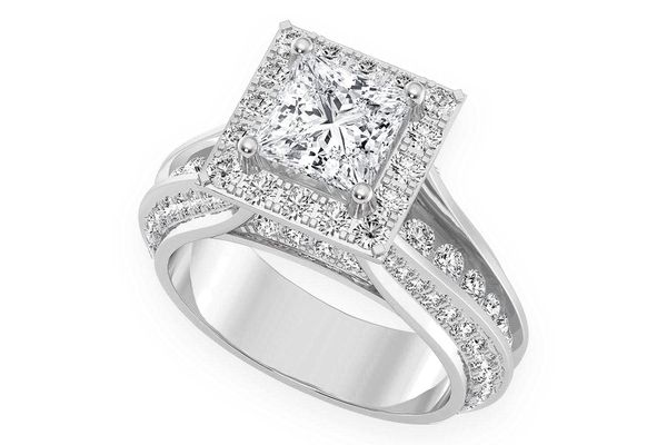 Monst - 1.00ct Princess Solitaire - Halo Three Row - Diamond Ring Engagement Ring - All Natural Vs Diamonds