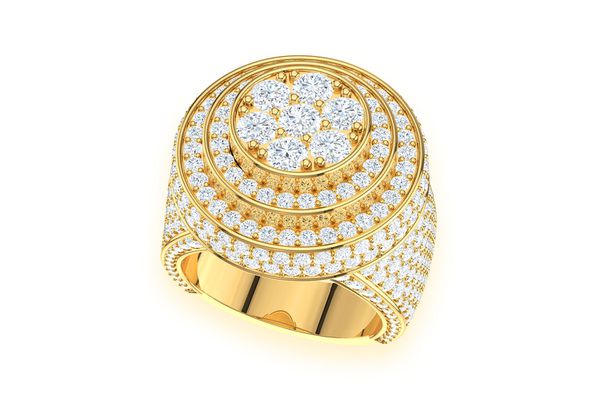 Three Layer Lollipop Signet Diamond Ring 14k Solid Gold 6.00ctw