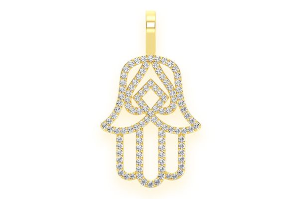 Hamsa Silhouette Diamond Pendant 14k Solid Gold 1.00ctw