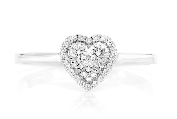 Mosaic Heart Diamond Ring 14k Solid Gold 0.25ctw