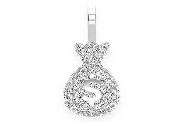 Money Bag Diamond Pendant 14k Solid Gold 0.33ctw