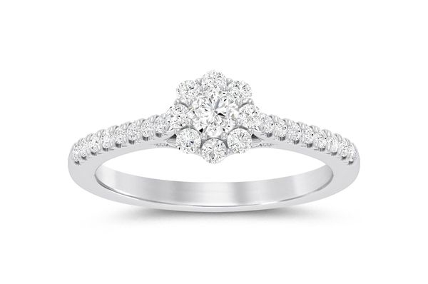 .50ctw - Floral Halo Cluster - Diamond Engagement Ring - All Natural