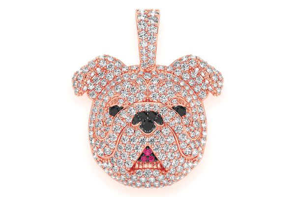 Bulldog Diamond Pendant 14k Solid Gold 1.66ctw