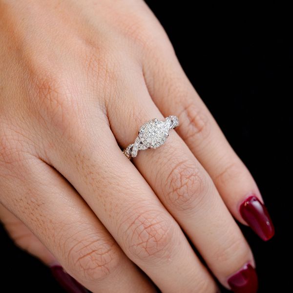 0.85ctw Double Halo Claw Twist Diamond Engagement Ring 14k Solid Gold - All Natural 