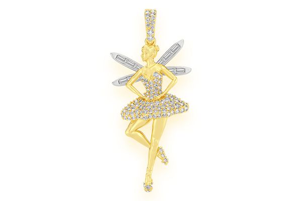 Ballerina Wings Diamond Pendant 14k Solid Gold .65ctw