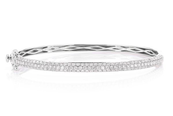 3 Row Bubbly Diamond Bangle Bracelet 2.00ctw 14k Solid Gold