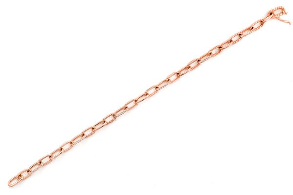 Pave Elongated Rolo Bracelet 14k   .70ctw