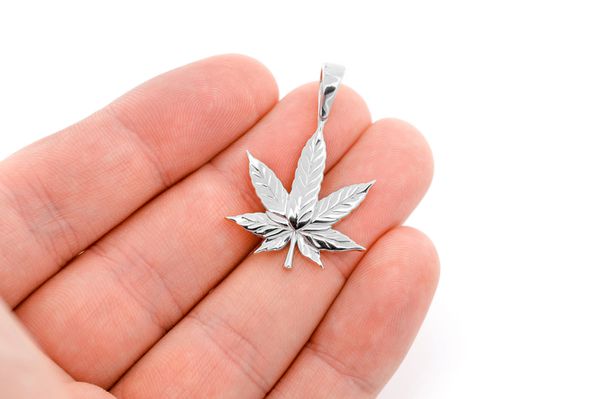 Cannabis Leaf Pendant 14k Solid Gold