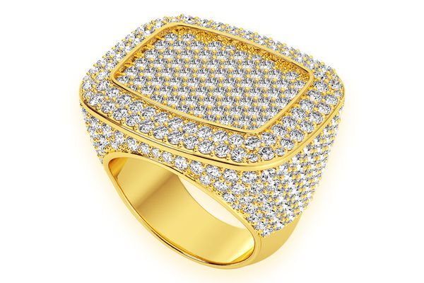 Rectangle Signet Diamond Ring 14k Solid Gold 6.85ctw