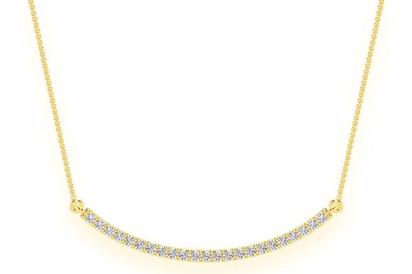  Curved Bar Diamond Necklace Connected 14k Solid Gold 0.20ctw