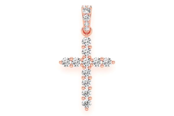 Basket Cross Diamond Pendant 14k Solid Gold 0.50ctw