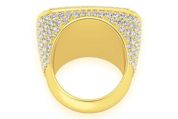 Rectangle Signet Diamond Ring 14k Solid Gold 6.85ctw