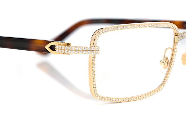 Cartier Glasses Iced Out Diamond Rims - 3.75ctw - Yellow Gold