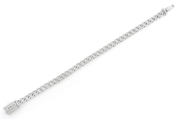 6MM Diamond Curb Link Bracelet 14k Solid Gold 4ctw