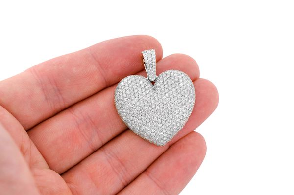 Bubbly Heart Diamond Pendant 14k Solid Gold 6.50ctw