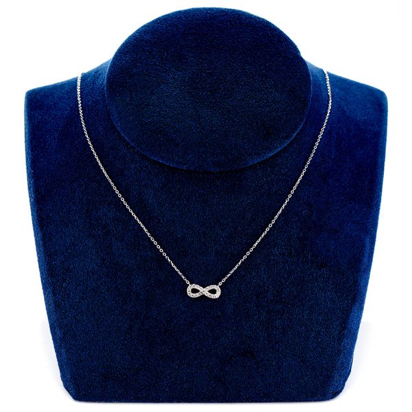 Diamond Infinity Symbol Pendant Attached Necklace 14k Solid Gold 0.10ctw 