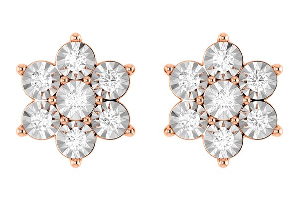 6 Point Diamond Flower Stud Earrings 14k Solid Gold 0.65ctw