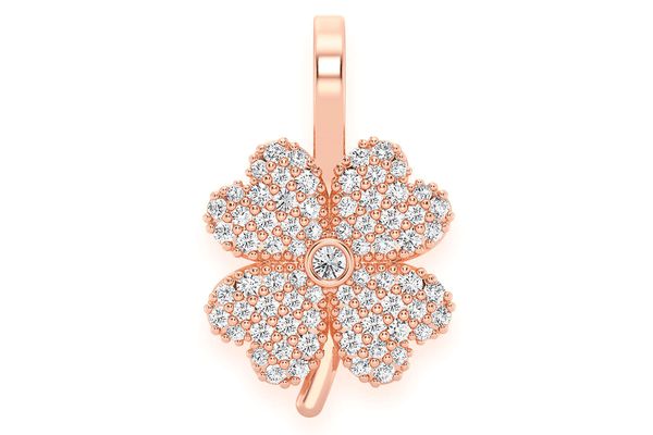 Four Leaf Clover Diamond Pendant 14k Solid Gold 0.35ctw