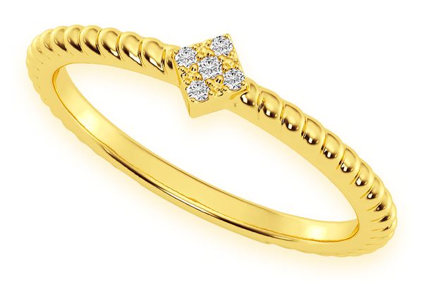 Five Stone Diamond Ring 14k Solid Gold 0.02ctw