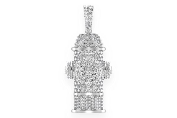 Fire Hydrant Water Diamond Pendant 14k Solid Gold 2.00ctw