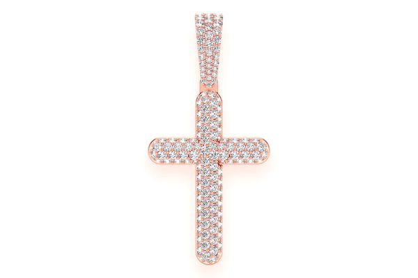 Bubbly Cross Diamond Pendant 14k Solid Gold 1.10ctw