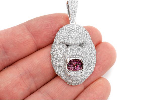 Gorilla Diamond Pendant 14k Solid Gold 4.50ctw