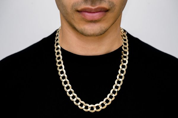 14MM Flat Curb Link 14k Solid Gold Chain