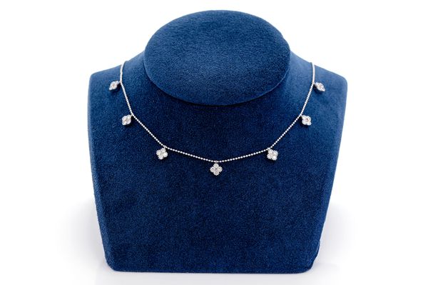 Clover Diamond Necklace 14k Solid Gold 1.00ctw