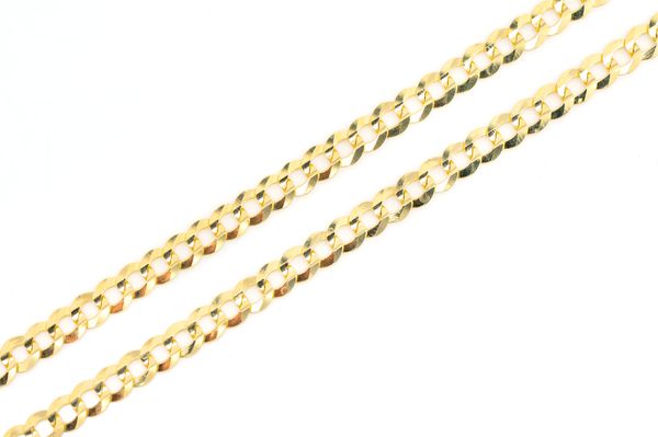 4.5MM Flat Curb Link 14k Solid Gold Chain