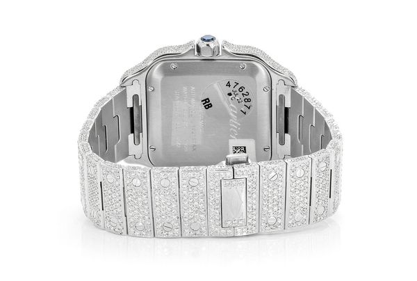 Cartier Santos De Cartier Steel 40MM (4072) - 20.50ctw Fully Iced Out