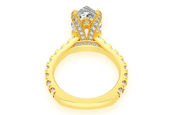 Thinn - 3.00ct Pear Solitaire - Single Row Scallop - Diamond Engagement Ring - All Natural