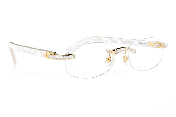 Cartier Glasses Iced Out Diamonds Rimless 1.62ctw Yellow Gold