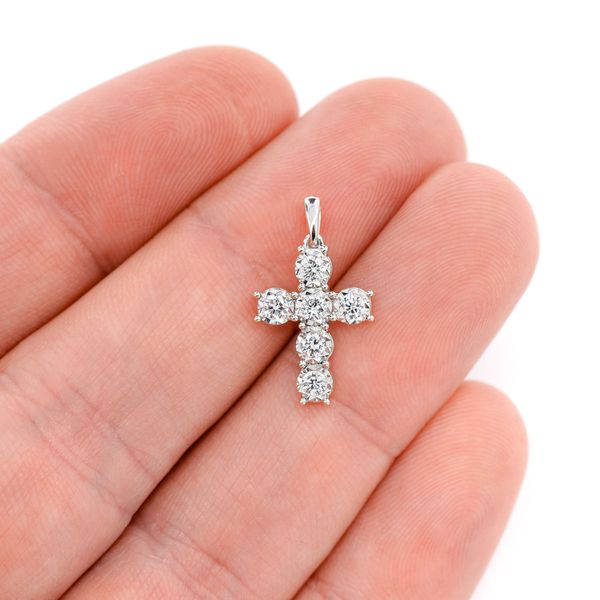 Six Stone Miracle Set Diamond Cross Pendant 14k Solid Gold 0.38ctw 