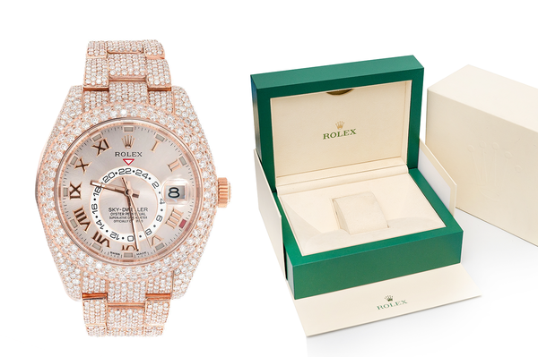 Icebox Rolex Sky Dweller 326930 18k Rose Gold 24.30ctw Fully Iced Out