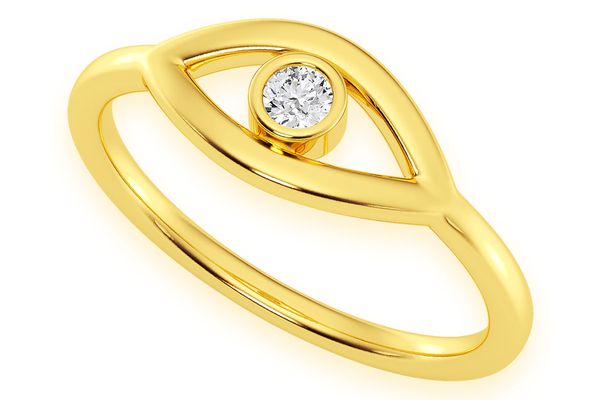 Evil Eye Diamond Ring 14k Solid Gold 0.05ctw 