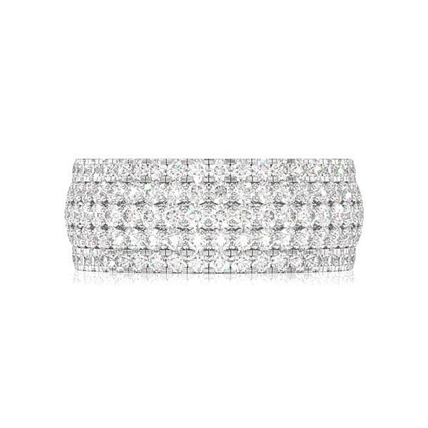 Multi Row French Pave Diamond Band 14k Solid Gold 2.00ctw