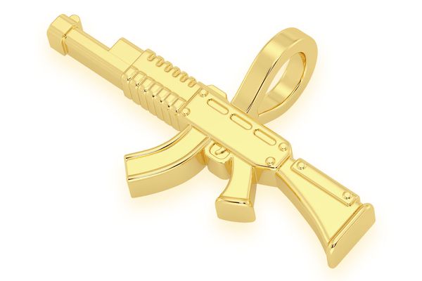 Ak47 Gun Pendant 14k Solid Gold