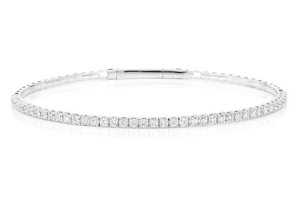 2pt Prong Set Diamond  Flex Bangle Tennis Bracelet 1.00ctw 14k Solid Gold