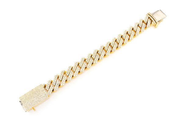 13MM Raised Cuban Link Bracelet 14k   11.50ctw