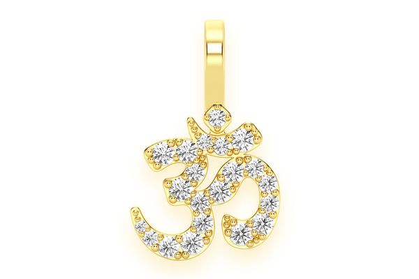 Ohm Diamond Pendant 14k Solid Gold 0.33ctw